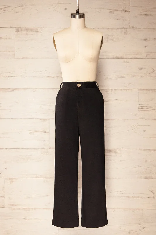 Calgary Black | High-Waisted Straight Leg Pants