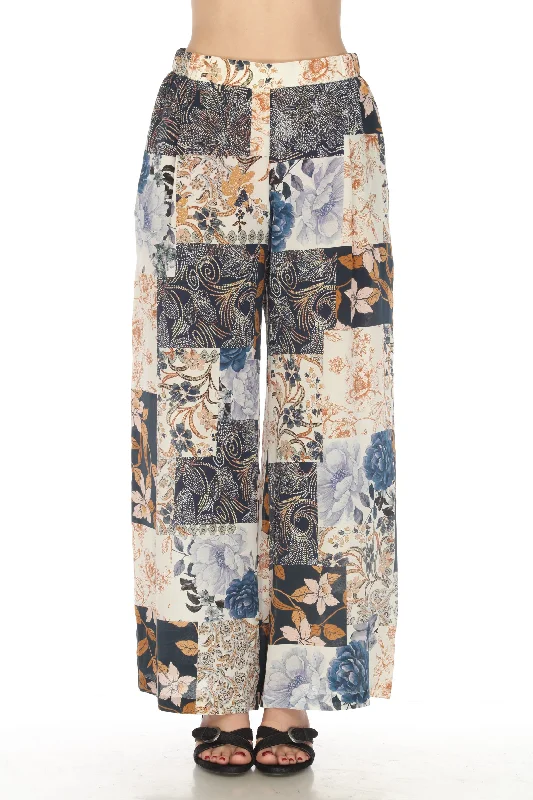 Johnny Was Love Polaris Silk Floral Easy Wide Leg Pants Boho Chic L67322