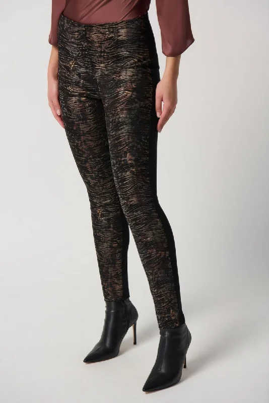 Joseph Ribkoff Black/Multi Animal Print Stretch Pull On Skinny Ankle Pants 234243