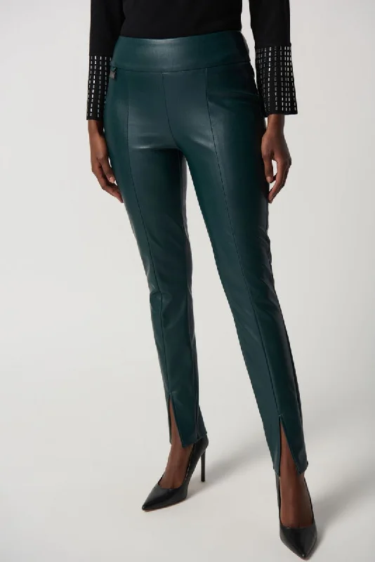 Joseph Ribkoff Faux Leather Split Front Pull On Skinny Ankle Pants 234148