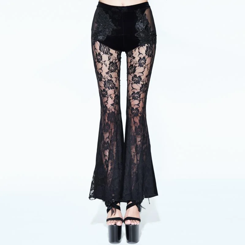 Women's Velour & Lace Gothic Leggings