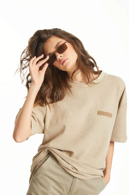 Beige Heavyweight Pique Oversized T-shirt