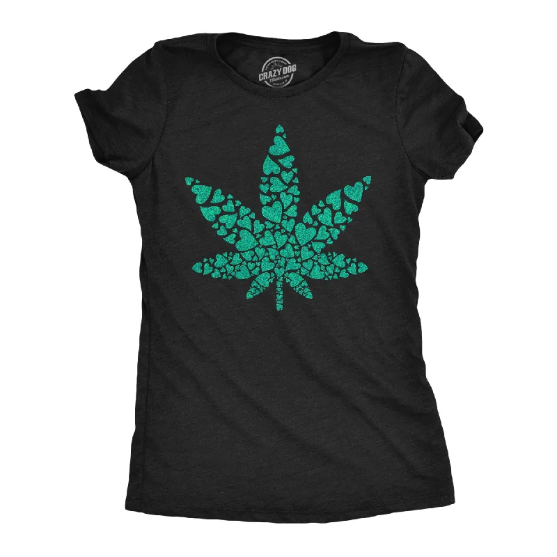 Glitter Pot Leaf Made Of Hearts Women's T Shirt