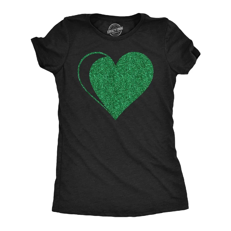 Green Glitter Heart Women's T Shirt