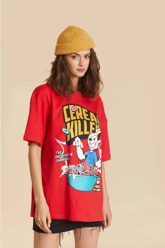 Red Cereal Killer Oversized T-shirt