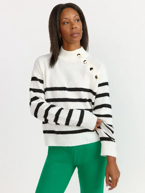 Long Sleeve Mock Neck Button Detail Sweater