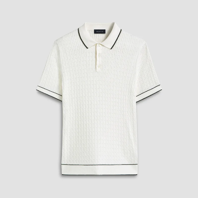 Cable Stitch Short Sleeve Polo Sweater