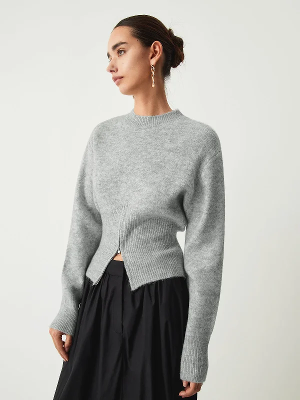 Half Zip Graceful Fuzzy Sweater