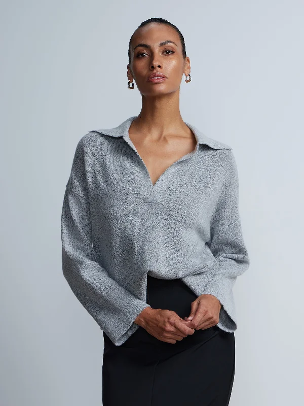 Long Sleeve Heathered Collared Sweater