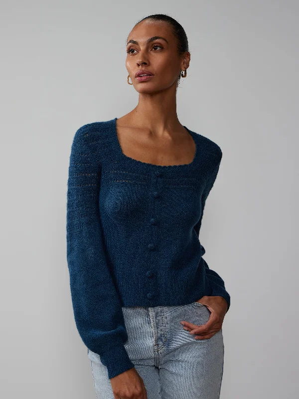 Long Sleeve Pointelle Detail Sweater