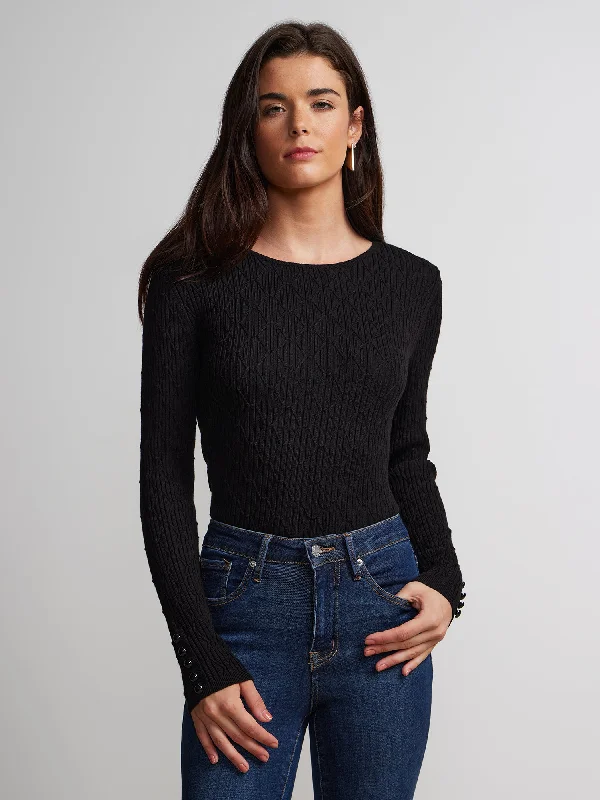 Long Sleeve Ribbed Diamond Stitch Sweater