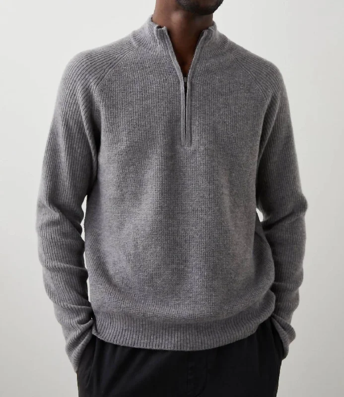 Stark Quarter Zip Sweater In Finch