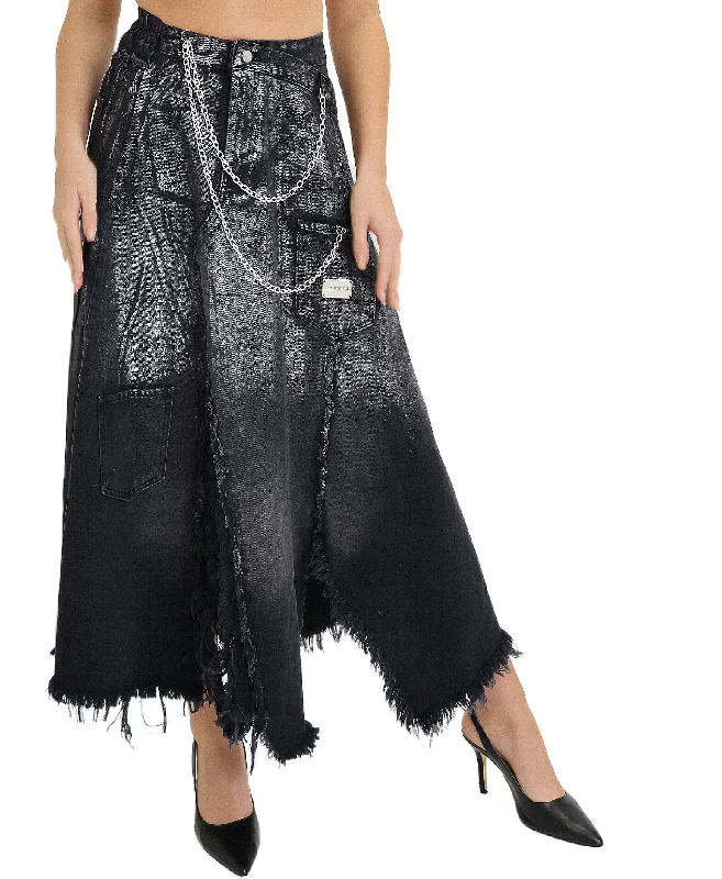 Foil Maxi Skirt w/ Chains