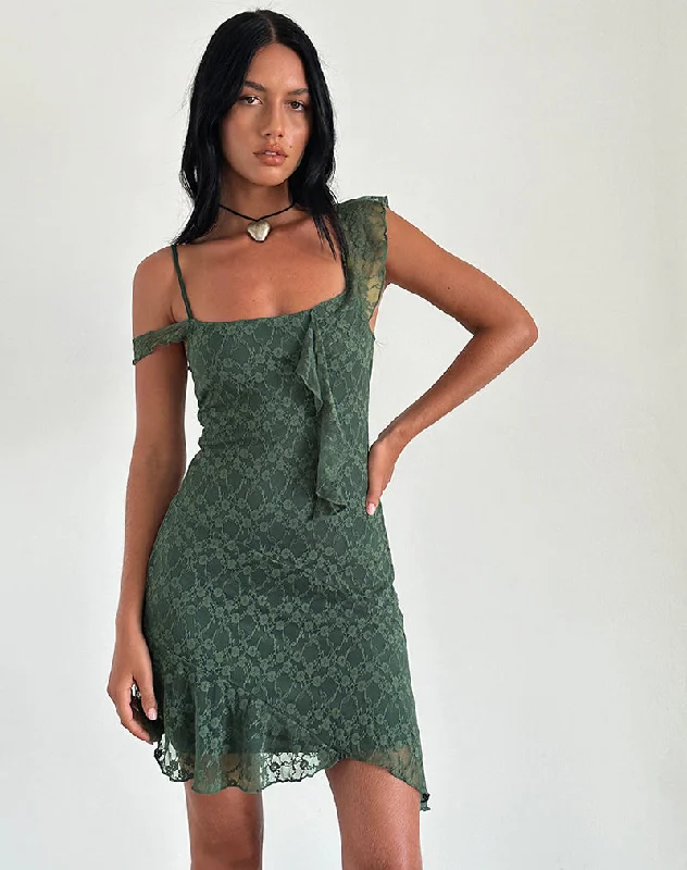 Jati Mini Dress in Sage Canina Rose Lace