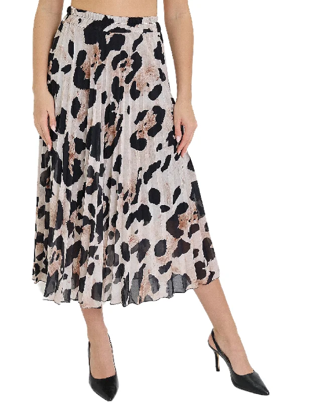 Leopard Print Pleated Skirt