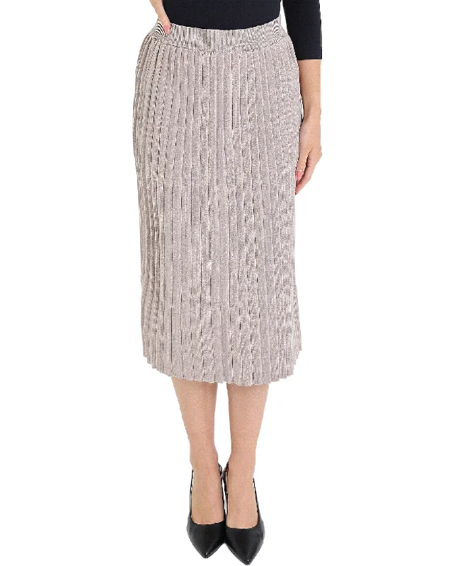 Pleated Knit Midi Skirt