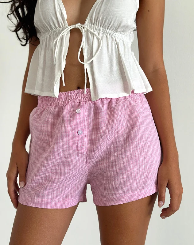 Voir Short in Poplin Gingham Pink