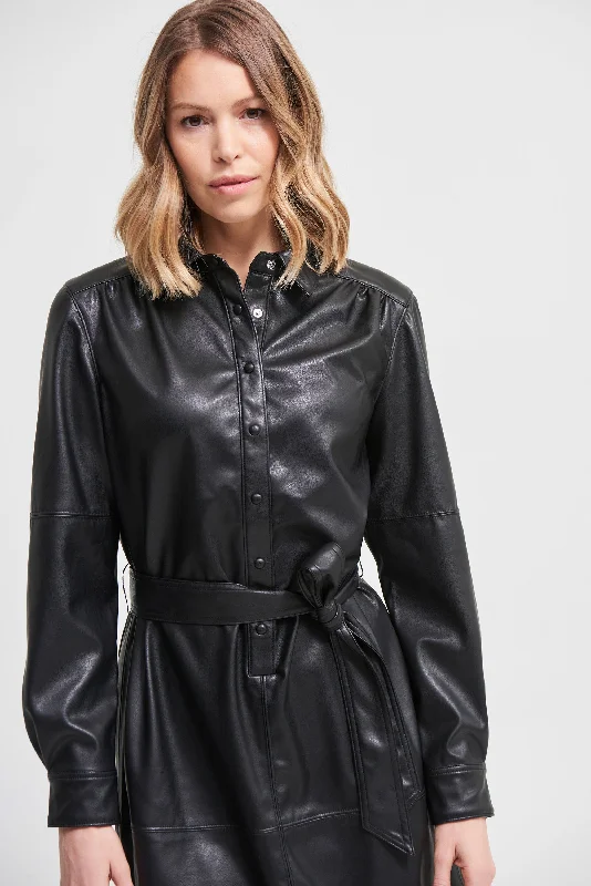 Joseph Ribkoff Faux Leather Shirt Dress