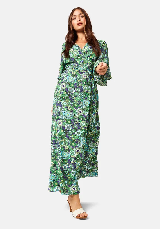 Traffic People Attic Green Wrap Dress