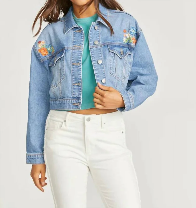 Le Bouquet Crop Denim Jacket In Blue