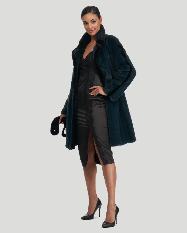 Mink Short Coat with Sheared Mink Trim