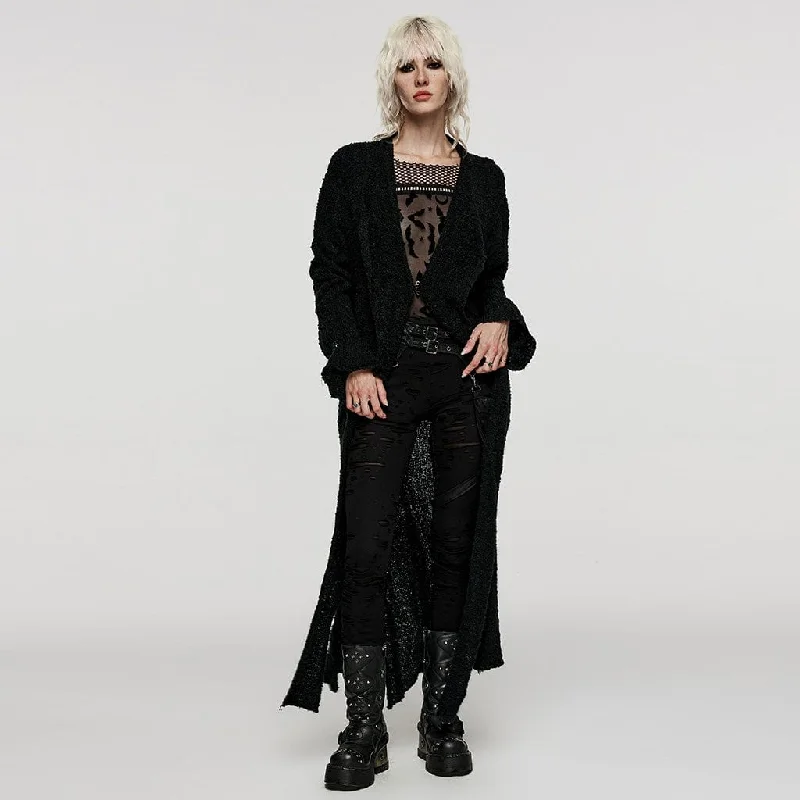 Women's Punk Irregular Lapel Collar Wool Coat