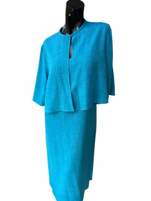 3/4 Sleeve Jacket In Cyan