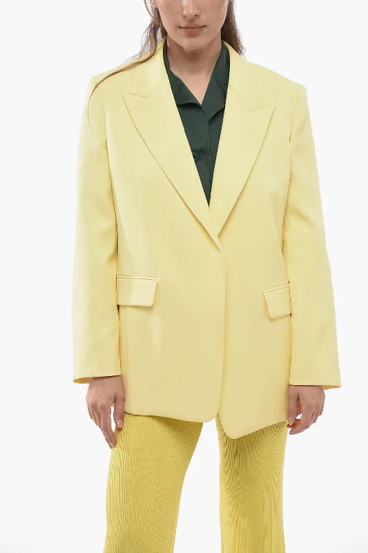 Chloe Buttonless Pure Silk Blazer with Peak Lapel