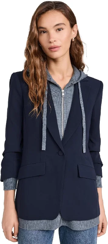 Cinq a Sept Women's Sweater Knit Khloe Blazer, Navy/Heather Grey