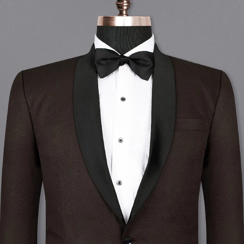 Cocoa Brown Wool Rich Tuxedo Blazer