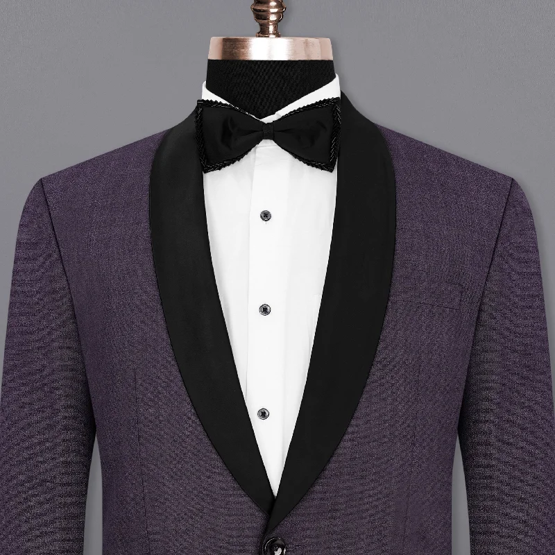 Gunmetal Purple Subtle Plaid Tuxedo Blazer