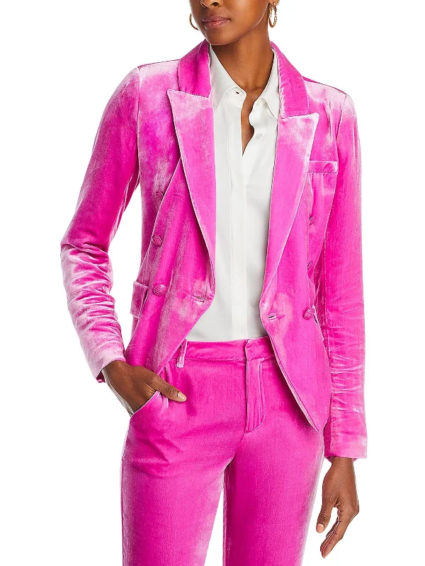 Kenzie Womens Velvet Suit Separate Double-Breasted Blazer