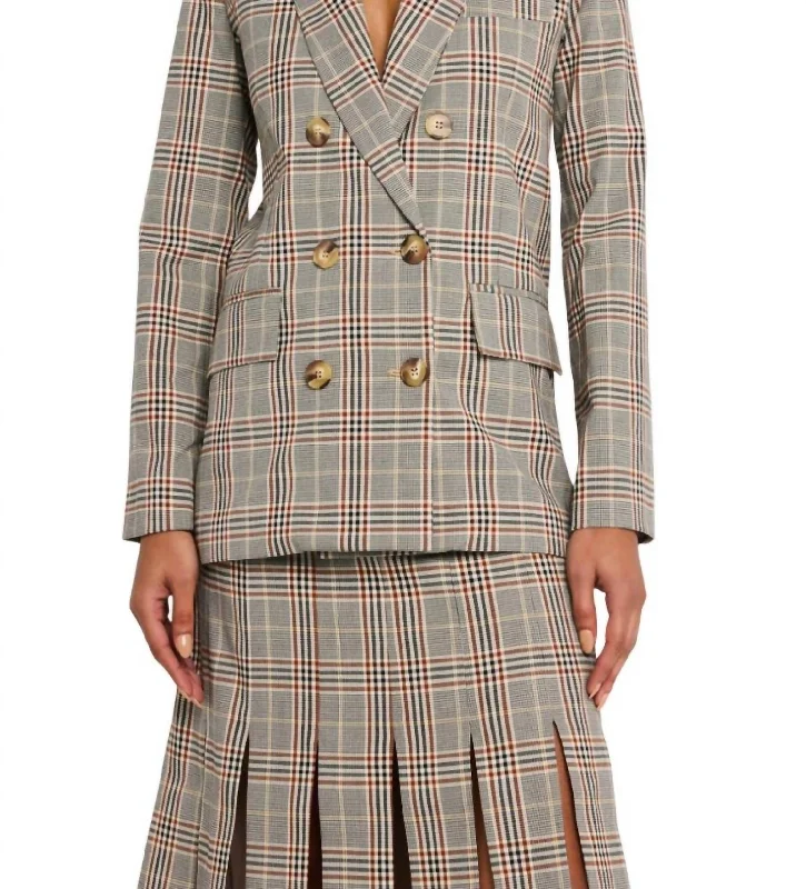 Marcela Tailored Jacket In Grey Plaid