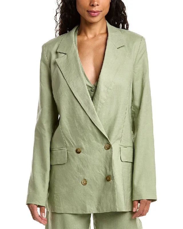 Nicholas Ayla Double-Breasted Linen Blazer