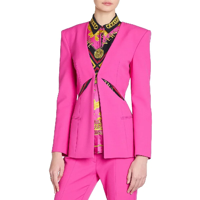 Womens Cut-Out Office One-Button Blazer