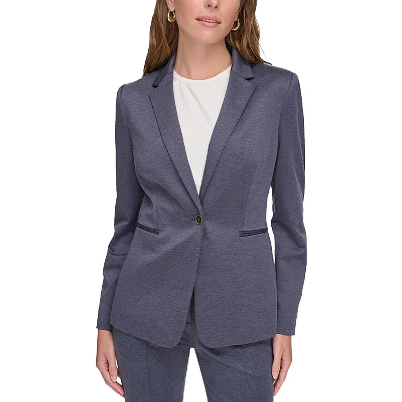 Womens Heathered Workwear One-Button Blazer