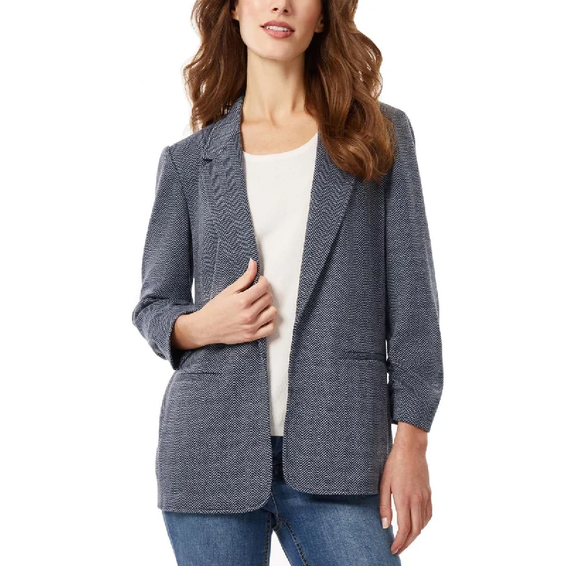 Womens Ruched Office Open-Front Blazer