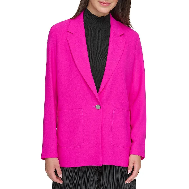 Womens Solid Business One-Button Blazer