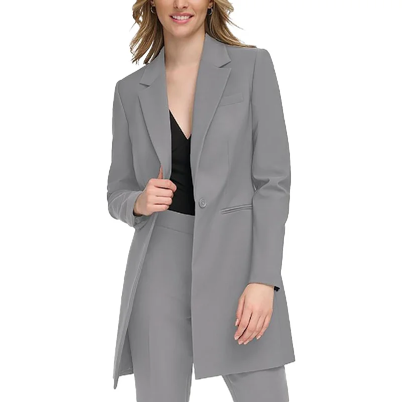 Womens Solid Business One-Button Blazer