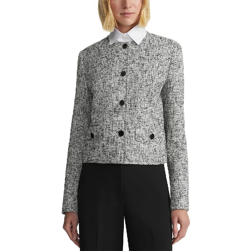 Womens Textured Office Collarless Blazer