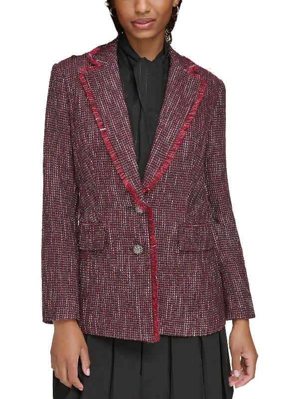 Womens Tweed Office Wear Two-Button Blazer