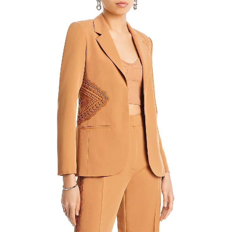 Womens V Polyester Open-Front Blazer