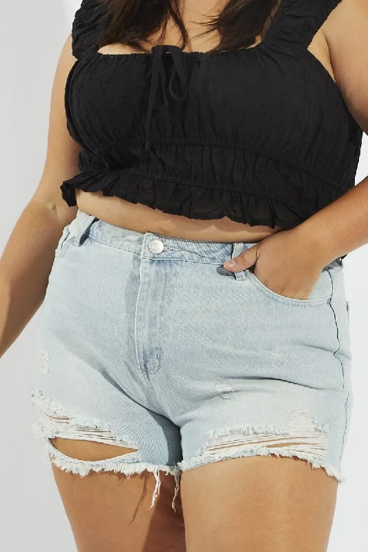 Denim Relaxed Shorts High Rise