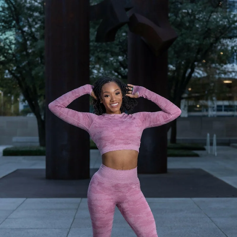 Rebel Seamless Crop Top (Camo Pink)