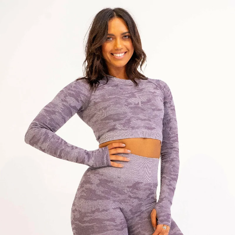 Rebel Seamless Crop Top (Camo Purple)