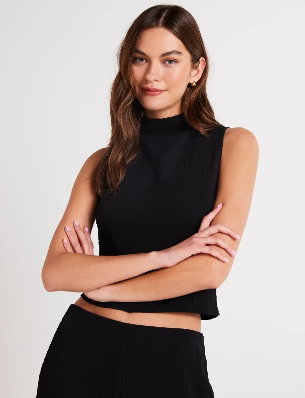 Mock Neck Top, Black